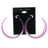 Purple & Silver-Tone Colored Acrylic Hoop-Earrings #LQE930