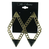 Gold-Tone & Black Colored Metal Dangle-Earrings #LQE931