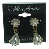 Silver-Tone & Gold-Tone Colored Metal Dangle-Earrings With Crystal Accents #LQE933