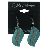 Sparkle Glitter Dangle-Earrings Blue & Silver-Tone Colored #LQE935