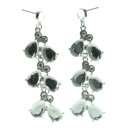 Silver-Tone Metal Dangle-Earrings With Crystal Accents #LQE945