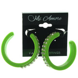 Green & Silver-Tone Colored Acrylic Hoop-Earrings #LQE965
