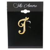 T Brooch-Pin With Crystal Accents  Gold-Tone Color #LQP1076