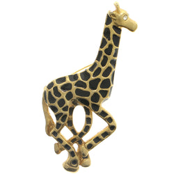 Giraffe Exotic Brooch-Pin With Crystal Accents Gold-Tone & Black Colored #LQP1185