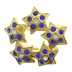 Stars Brooch-Pin With Crystal Accents Gold-Tone & Blue Colored #LQP1202