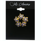 Stars Brooch-Pin With Crystal Accents Gold-Tone & Blue Colored #LQP1202