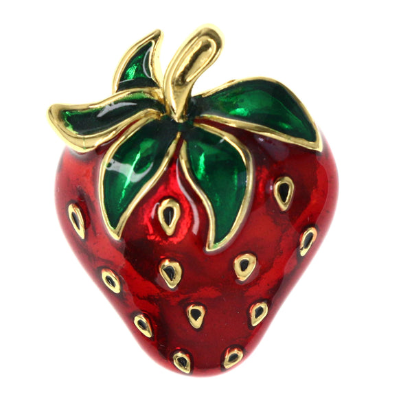 Strawberry Brooch-Pin Red & Green Colored #LQP1225