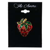 Strawberry Brooch-Pin Red & Green Colored #LQP1225