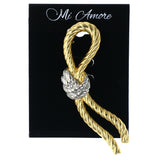 Rope Knot Brooch-Pin Gold-Tone & Silver-Tone Colored #LQP1230