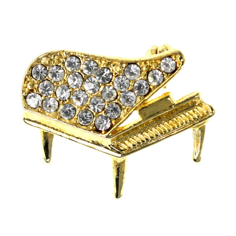 Piano Brooch-Pin With Crystal Accents Gold-Tone & Silver-Tone Colored #LQP1236
