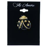 Lady Bug Brooch-Pin With Crystal Accents Black & Gold-Tone Colored #LQP1238