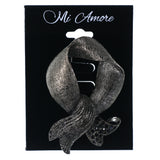Winter Scarf Brooch-Pin With Crystal Accents Silver-Tone & Black Colored #LQP1243