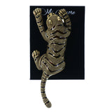 Climbing Tiger Brooch-Pin Gold-Tone & Brown Colored #LQP1244