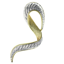 Ribbon Brooch-Pin Silver-Tone & Gold-Tone Colored #LQP1246