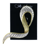 Ribbon Brooch-Pin Silver-Tone & Gold-Tone Colored #LQP1246