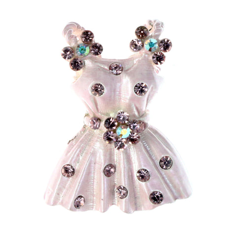 Summer Dress Flower AB Finish Brooch-Pin With Crystal Accents Pink Color #LQP1250