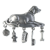 Dog  Dog Accessories Brooch-Pin  With Drop Accents Silver-Tone Color #LQP1260