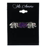 Elephants Brooch-Pin With Crystal Accents Silver-Tone & Purple Colored #LQP1274