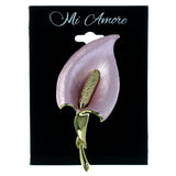 Calla Lily Flower Brooch-Pin Gold-Tone & Purple Colored #LQP1276
