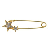 Saftey Pin Star Brooch-Pin With Crystal Accents Gold-Tone & Silver-Tone Colored #LQP1279