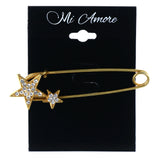 Saftey Pin Star Brooch-Pin With Crystal Accents Gold-Tone & Silver-Tone Colored #LQP1279