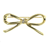 Bow Brooch-Pin With Crystal Accents Gold-Tone Colored #LQP1280