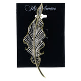 Leaf Brooch-Pin Silver-Tone & Gold-Tone Colored #LQP1282