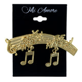 Don't Worry Be Happy Music Notes G Clef Brooch-Pin With Drop Accents Gold-Tone Color #LQP1283