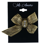 Bow Brooch-Pin With Crystal Accents Gold-Tone & Silver-Tone Colored #LQP1295