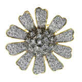 Flower Brooch-Pin With Crystal Accents Silver-Tone & Gold-Tone Colored #LQP1300