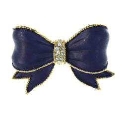 Bow Brooch-Pin With Crystal Accents Purple & Gold-Tone Colored #LQP1302