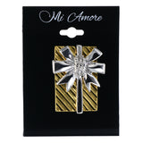 Present Bow Brooch-Pin Gold-Tone & Silver-Tone Colored #LQP1305
