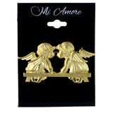 Angels Kissing On a Bench Brooch-Pin Gold-Tone Color  #LQP1308