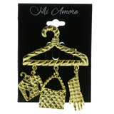 Clothes Hanger Brooch Pin With Drop Accents  Gold-Tone Color #LQP130