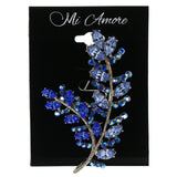 Flower AB Finish Brooch-Pin With Crystal Accents Blue & Silver-Tone Colored #LQP1310