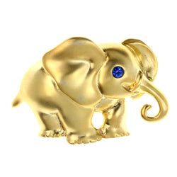 Elephant Brooch-Pin With Crystal Accents Gold-Tone & Blue Colored #LQP1315