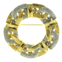 Gold-Tone & Silver-Tone Colored Metal Brooch Pin With Crystal Accents #LQP131