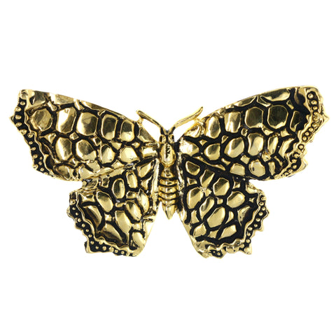 Butterfly Brooch-Pin Gold-Tone & Black Colored #LQP1320