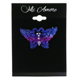 Butterfly Brooch-Pin With Crystal Accents Blue & Purple Colored #LQP1324