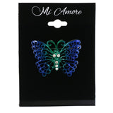 Butterfly Brooch-Pin With Crystal Accents Blue & Green Colored #LQP1325