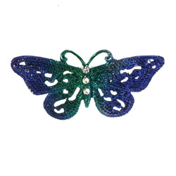 Butterfly Brooch-Pin With Crystal Accents Blue & Green Colored #LQP1327