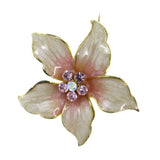 Flower AB Finish Brooch-Pin With Crystal Accents Peach & Pink Colored #LQP1329