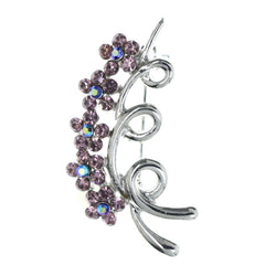 Flower AB Finish Brooch-Pin With Crystal Accents Silver-Tone & Pink Colored #LQP1331