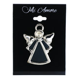Angel Brooch-Pin With Crystal Accents Silver-Tone & Blue Colored #LQP1332