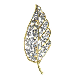 Leaf Filigree Brooch-Pin Silver-Tone & Gold-Tone Colored #LQP1333