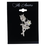 Flower Brooch-Pin With Crystal Accents  Silver-Tone Color #LQP1334