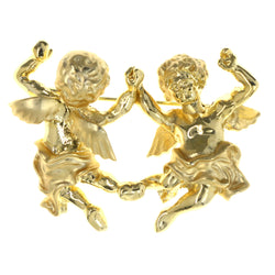 Dancing Angels Brooch-Pin Gold-Tone Color  #LQP1339