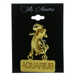Zodiac Aquarius Brooch Pin Gold-Tone Color  #LQP133
