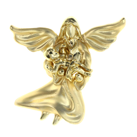 Angel Holding a Baby Brooch-Pin Gold-Tone Color  #LQP1340