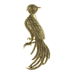 Bird Brooch-Pin With Crystal Accents  Gold-Tone Color #LQP1341